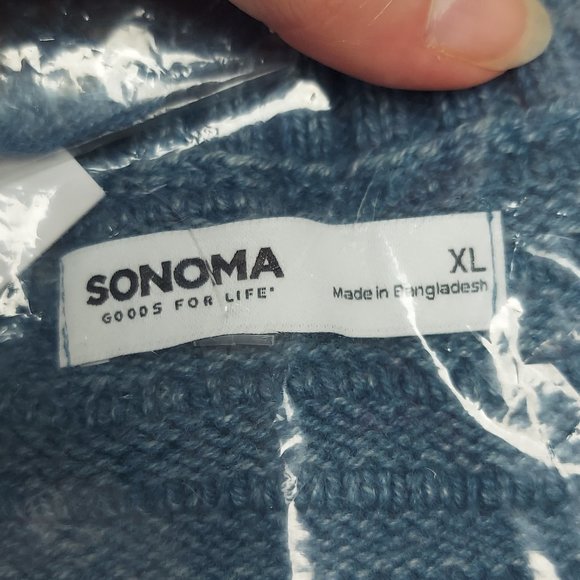 NWT SONOMA CROPPED BUTTON-UP CARDIGAN (WASHED BLUE / XL) - Picture 10 of 14